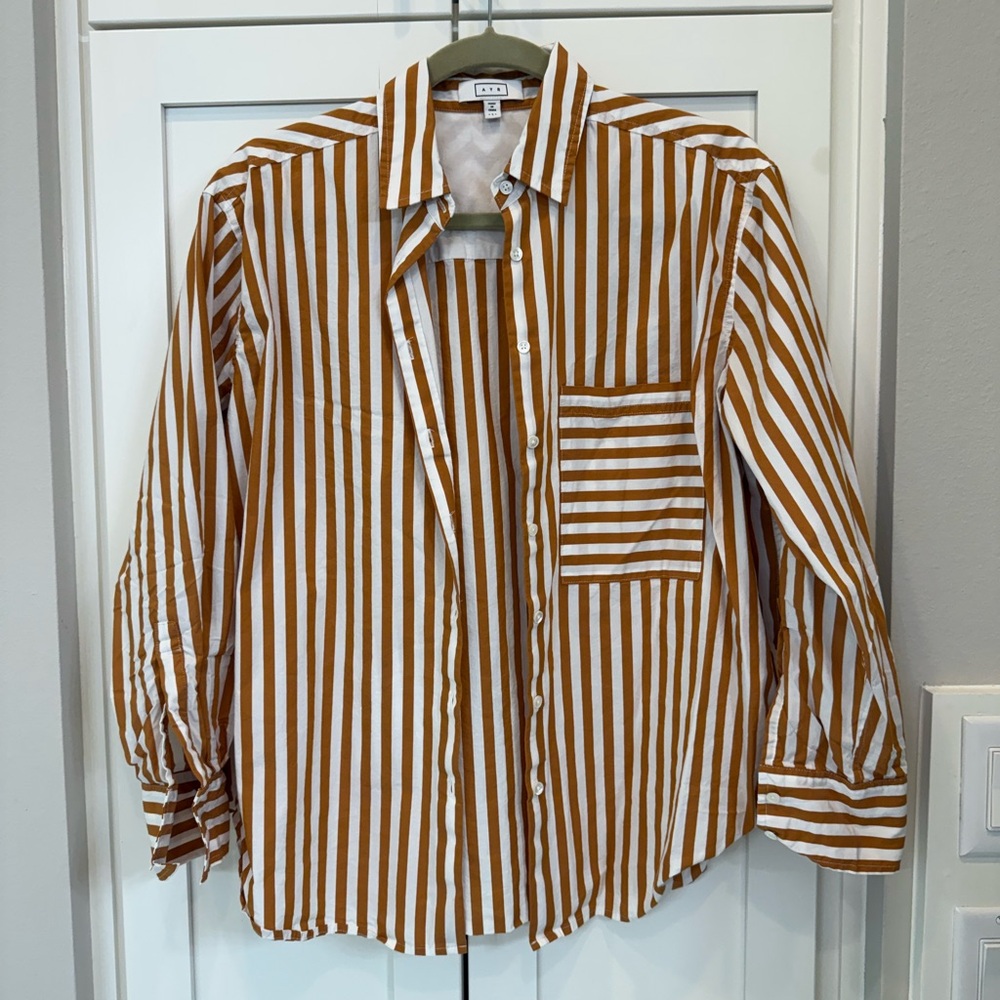 AYR The Deep End Orange and White Striped Shirt